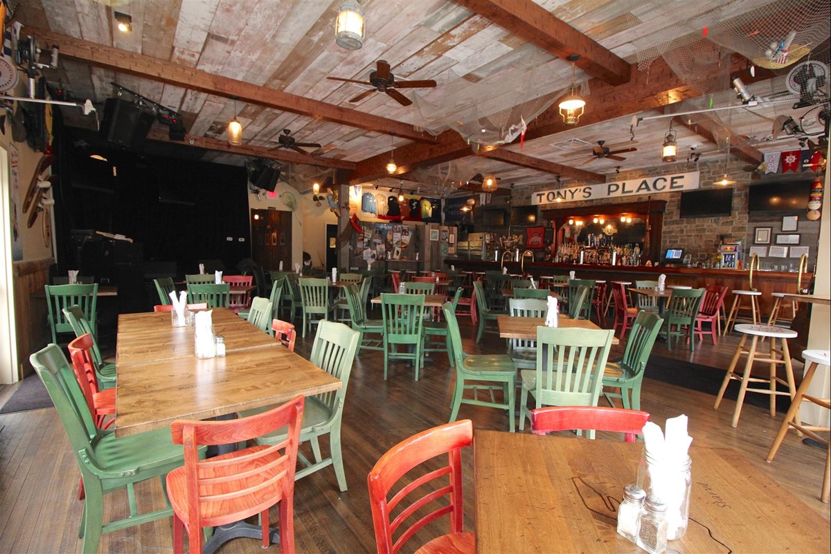 Reel Bar dining room and rustic interior